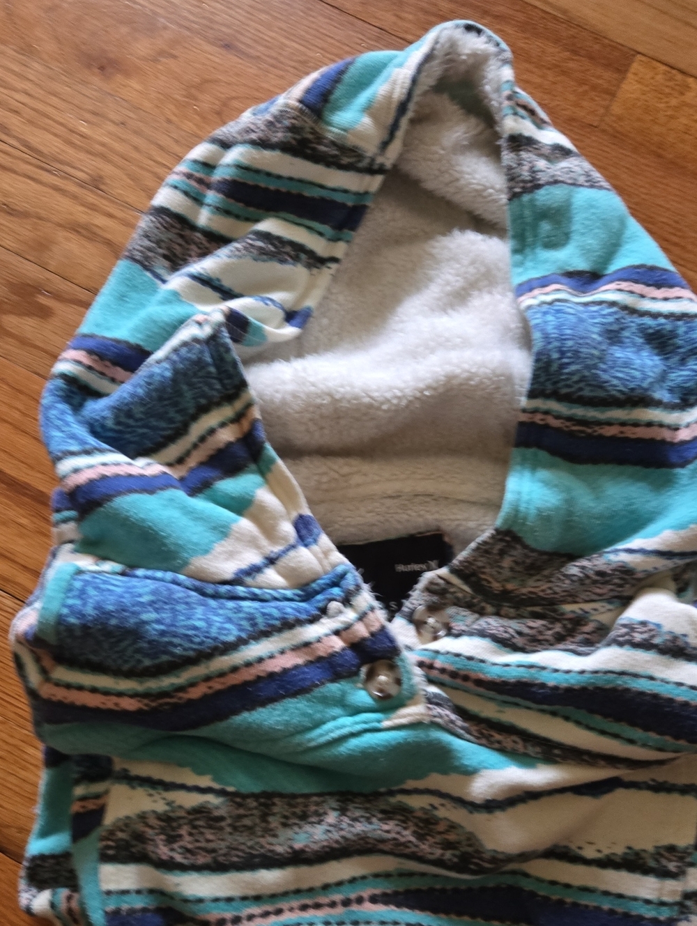 Cozy Striped Hooded Pullover - Aqua, Blue, Cream